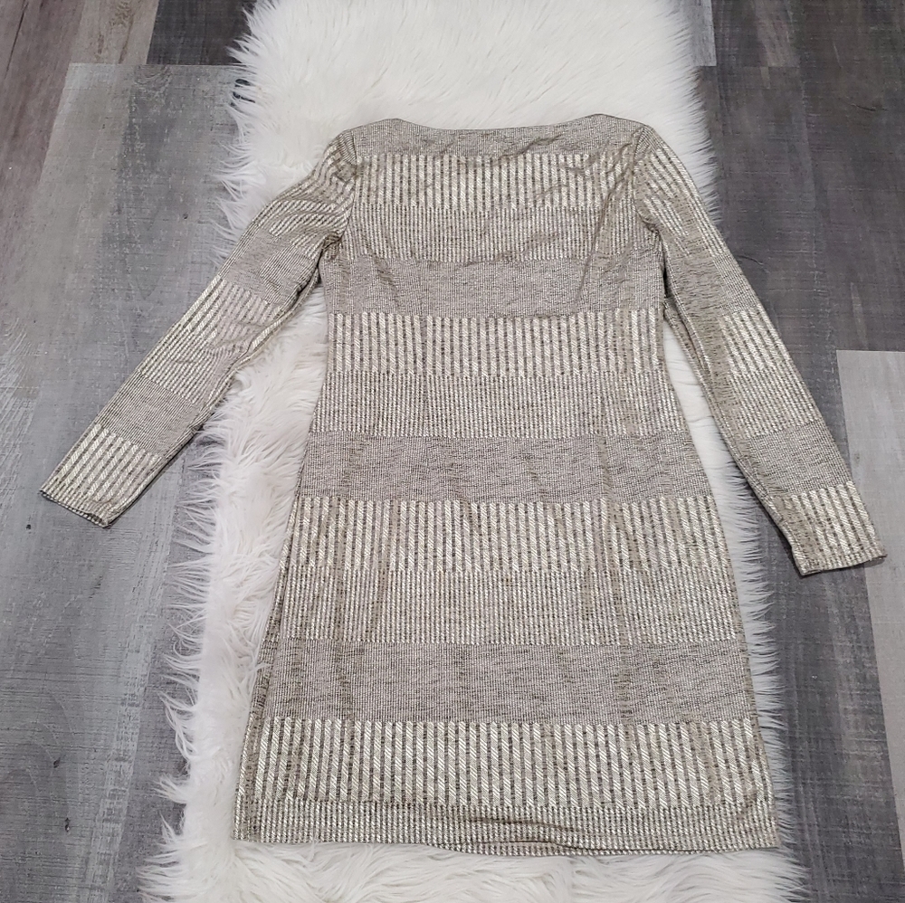 Nwot Jessica howard  striped metalic gold  knee length  cocktail evening dress - Picture 5 of 8